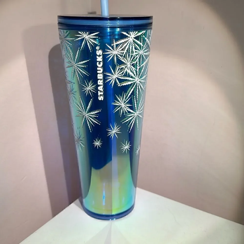 Starbucks 2023  Venti Tumbler Plastic Blue Snowflakes 24 oz